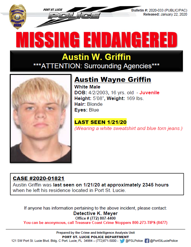 PSL Police need help finding a 16-year-old Missing Endangered runaway ...