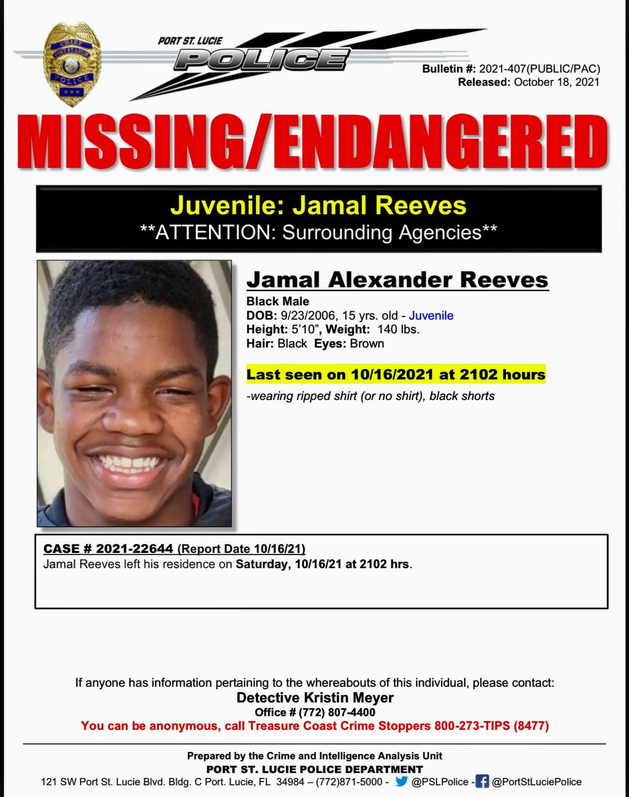 PSL Police seeking public’s help in locating missing juvenile