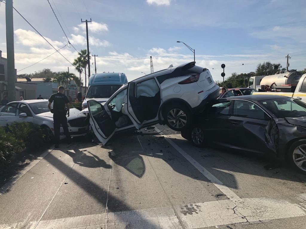 Roadway is open after head-on collision involving 4-5 vehicles on Aviation Blvd and US 1