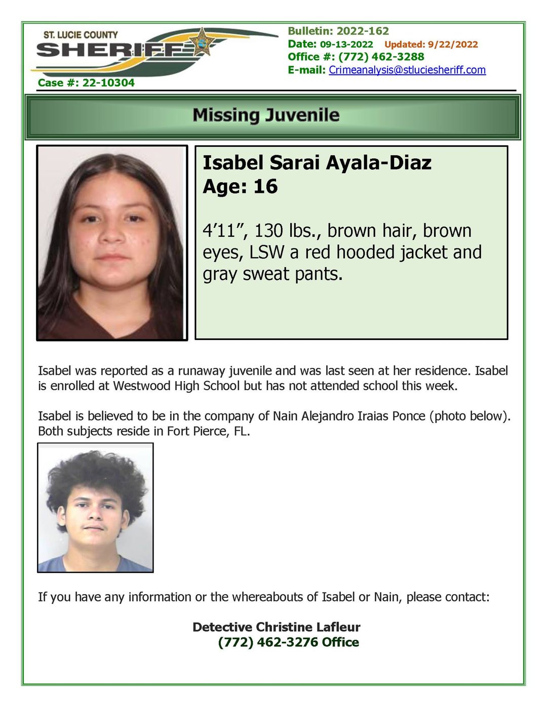 St Lucie Sheriff: Looking for 16-year old female runaway