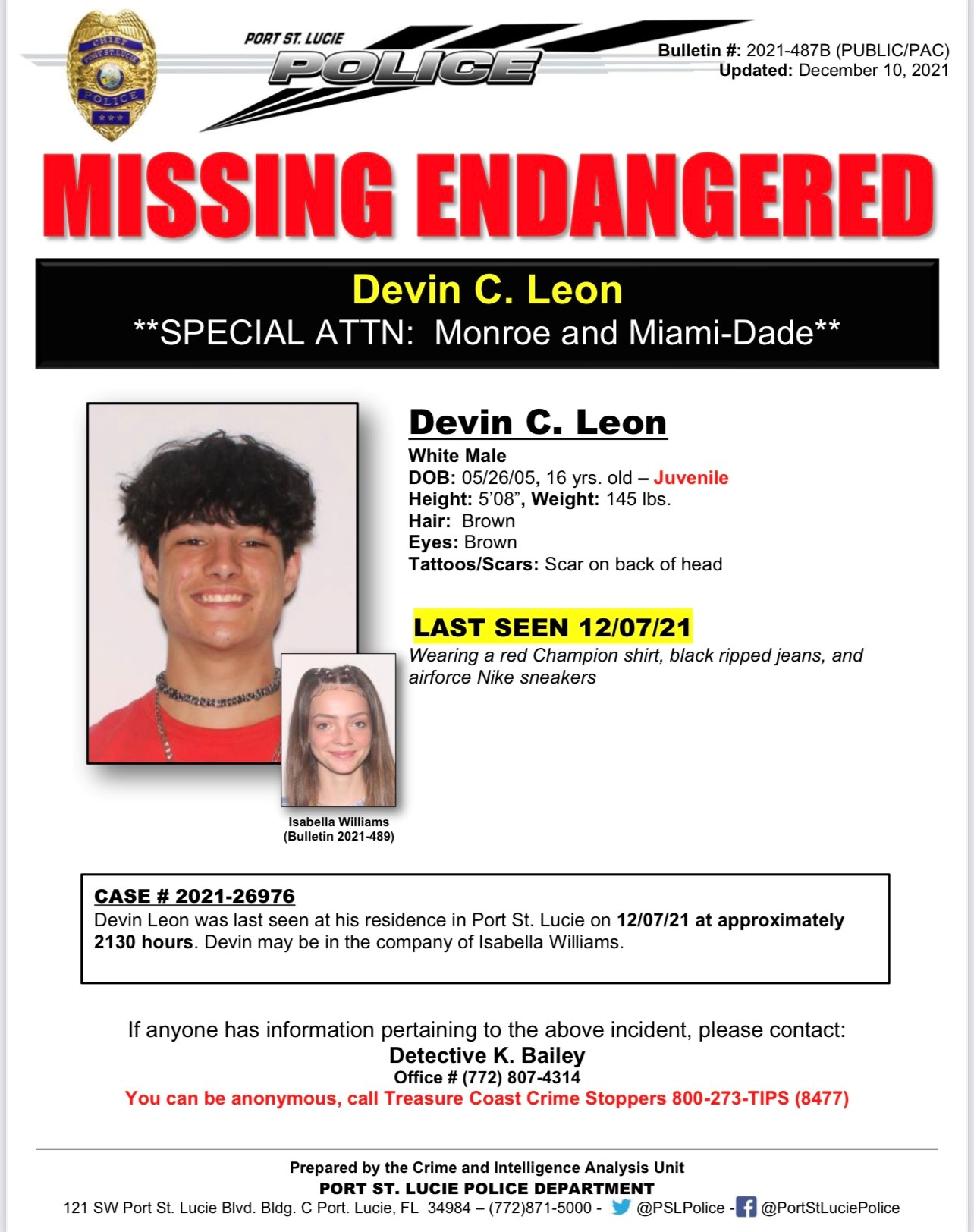 PSLPD still searching for 2 missing Port St. Lucie teens