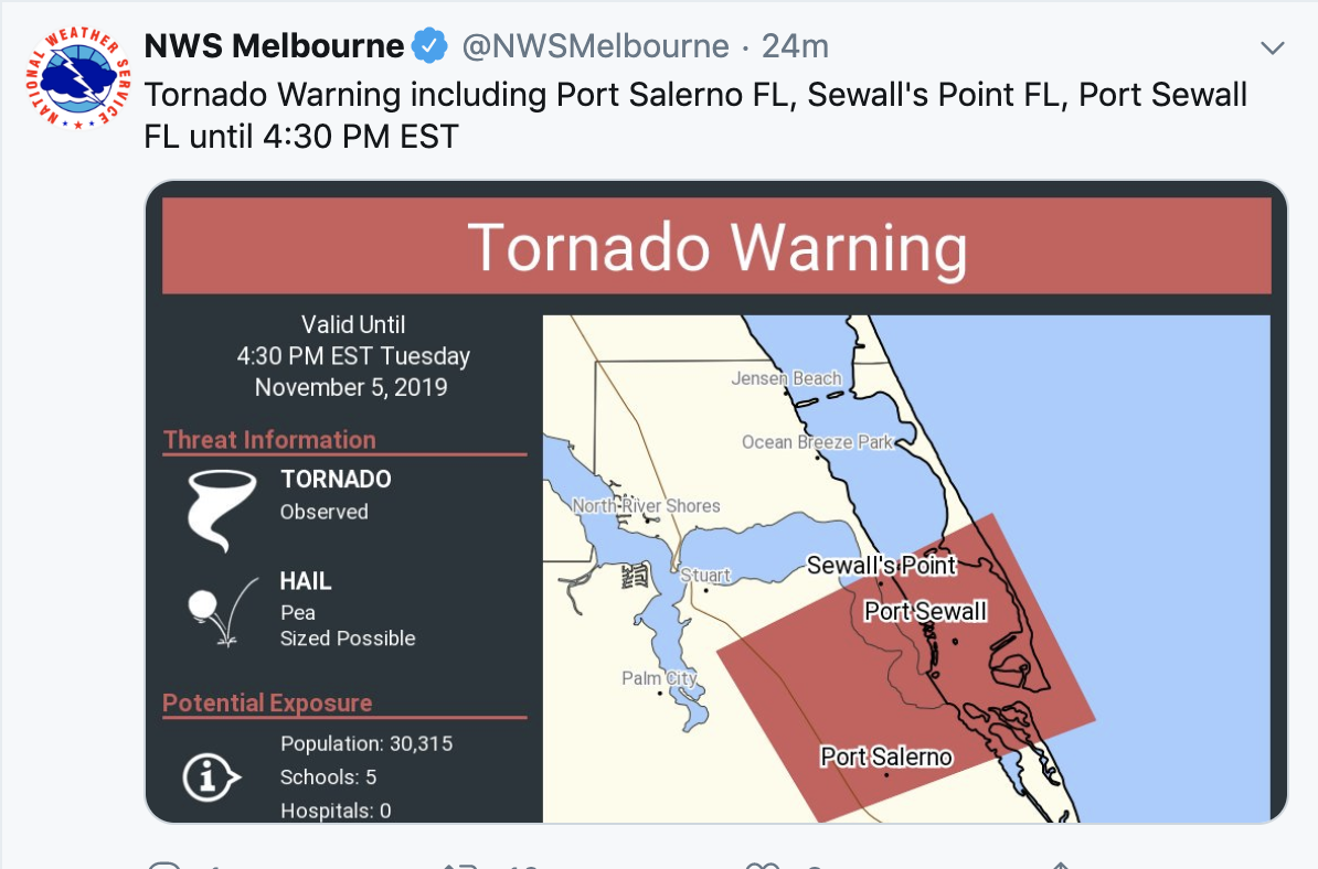 Tornado spotted in Martin County