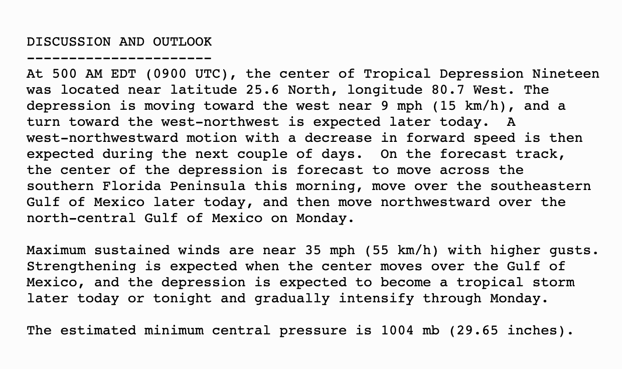 Tropical Depression 19