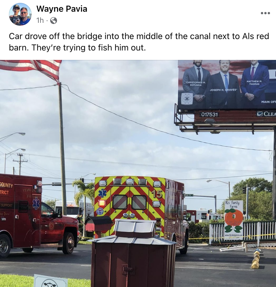 Car drives off bridge in Fort Pierce 