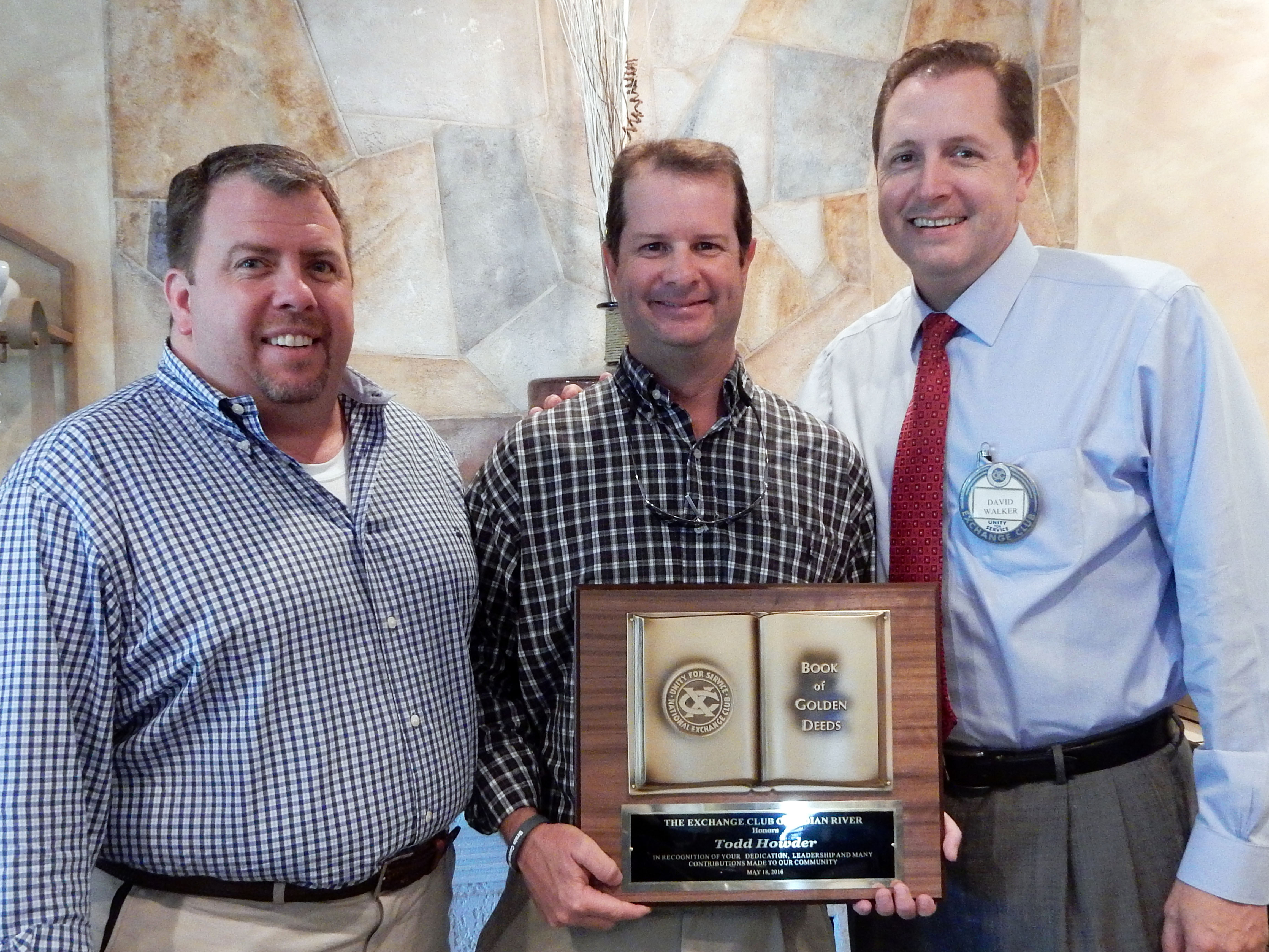 EXCHANGE CLUB OF INDIAN RIVER HONORS TODD HOWDER WITH ITS HIGHEST AWARD, THE BOOK OF GOLDEN DEEDS