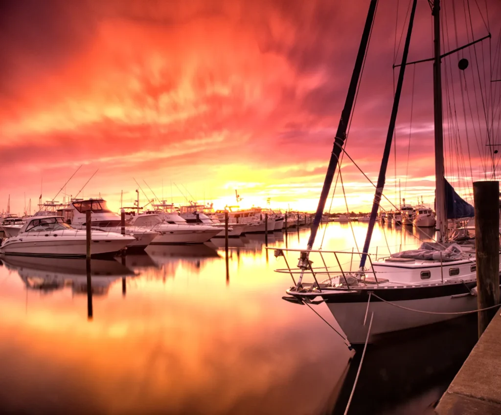 Sunset in Stuart, Florida sailboats