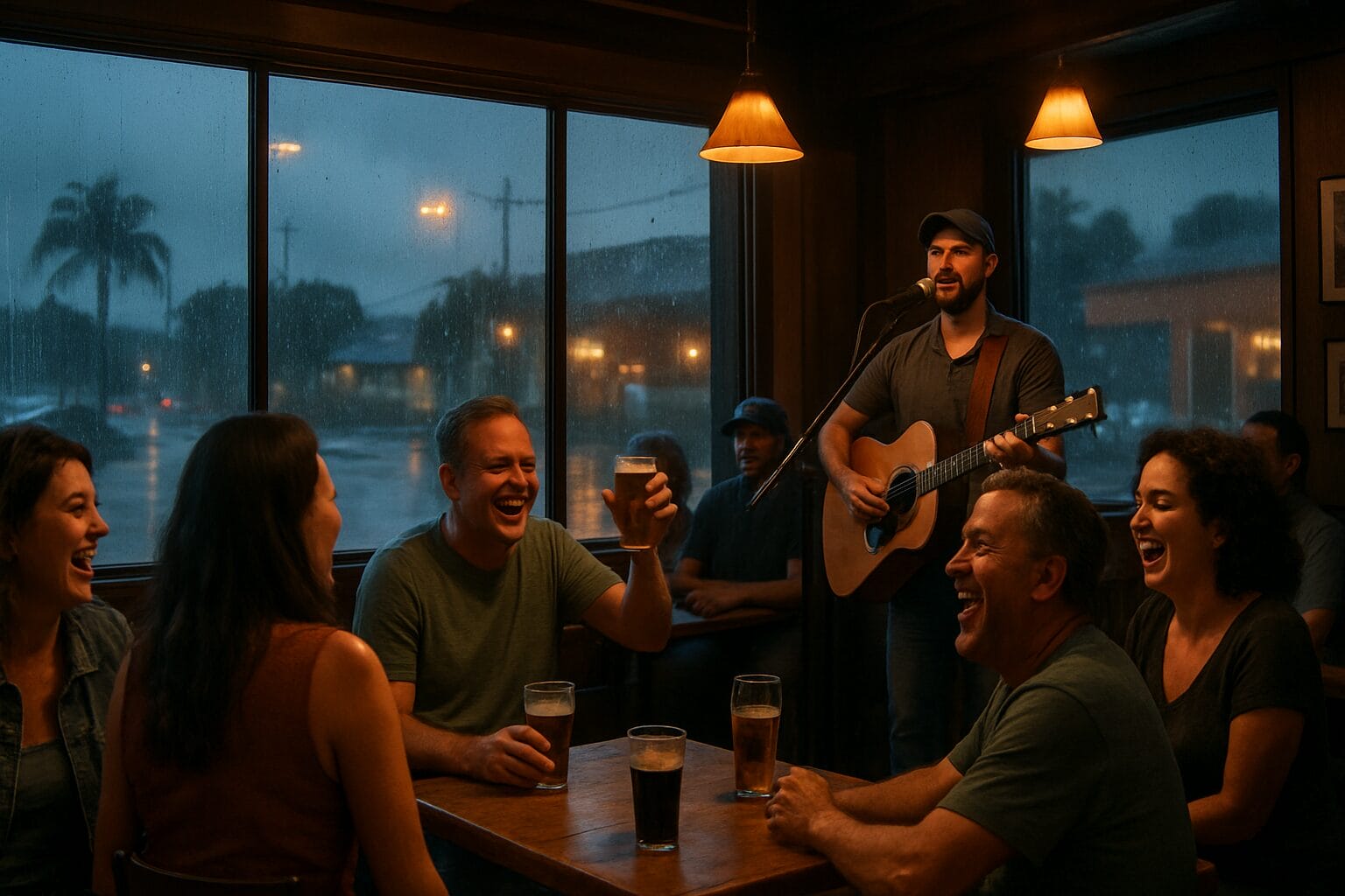 rainy day in bar